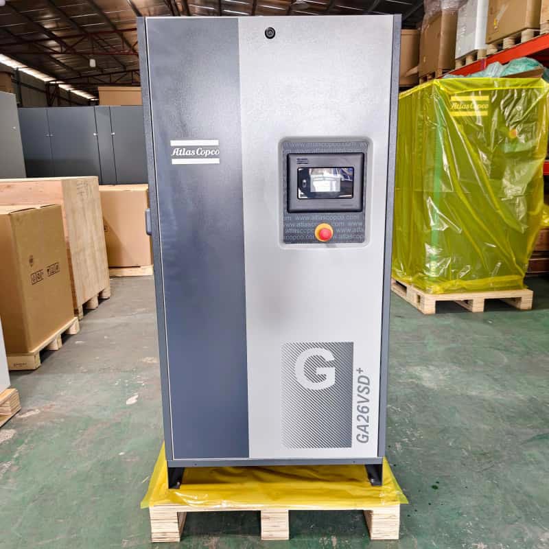 Atlas Copco ауа компрессорының түпнұсқасы GA26 VSD + 26 кВт 35 HP айнымалы жылдамдықтағы май айдалатын айналмалы бұрандалы ауа компрессоры 13 бар