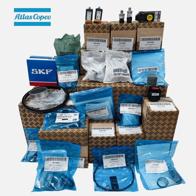 Atlas Copco ауа компрессорының қосалқы бөлшектері Түпнұсқа май сүзгісі ауа сүзгісі қысым сенсоры электромагниттік клапан сүзгі клапанына қызмет көрсету жинағы