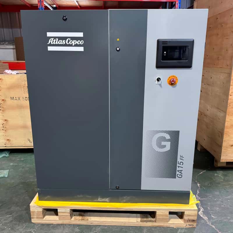 Atlas Copco GA15 FF 15 кВт май айдалатын айналмалы бұрандалы ауа компрессоры кіріктірілген кептіргіш 7,5 13 бар